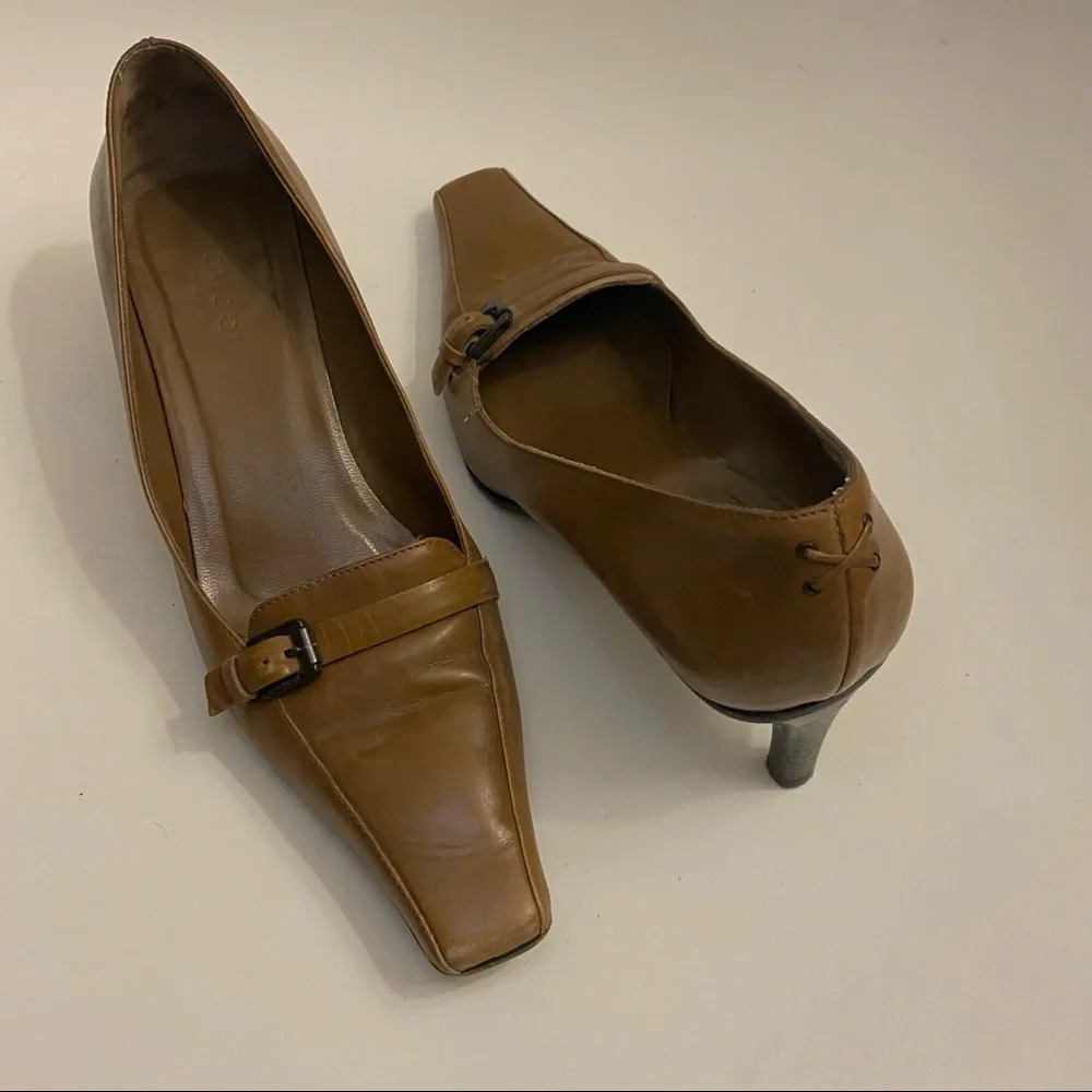 Gucci Brown leather Square Toe Low Heels - Picture 15 of 16